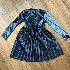 Wonder Nation Girls Slate Gray Festive Event Velour Pleated Party Dress Sz 6/6X